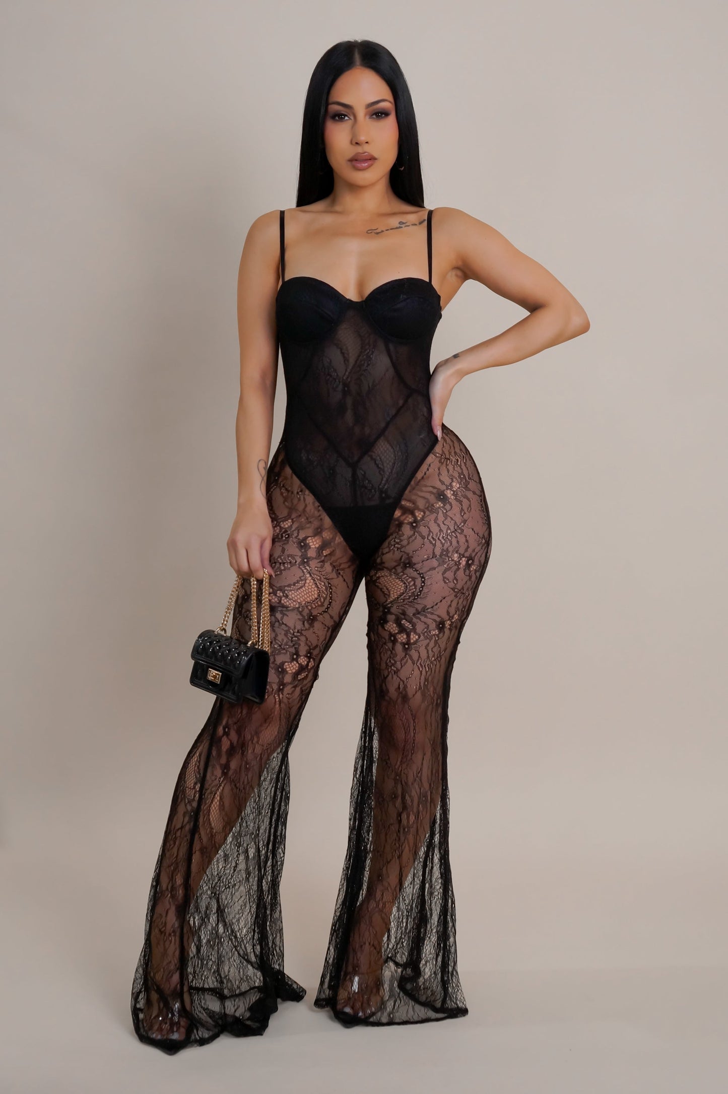 Bodysuit Topped Lace Jumpsuit Lingerie