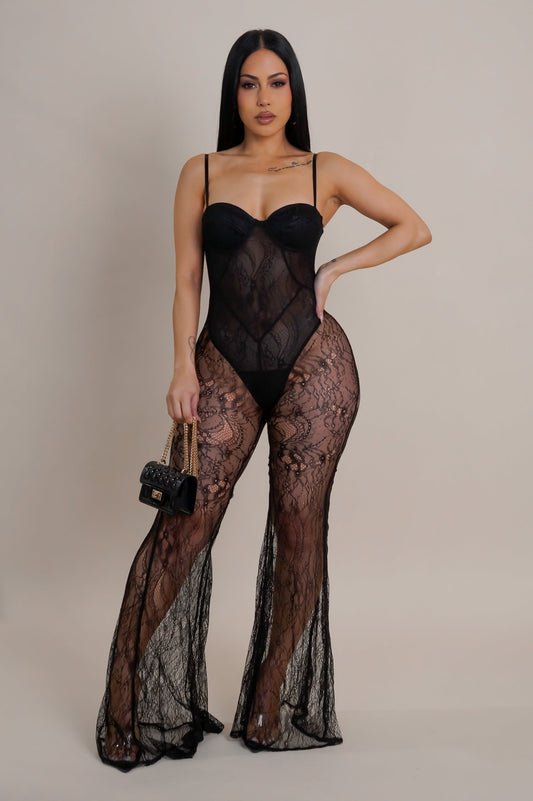 Bodysuit Topped Lace Jumpsuit Lingerie