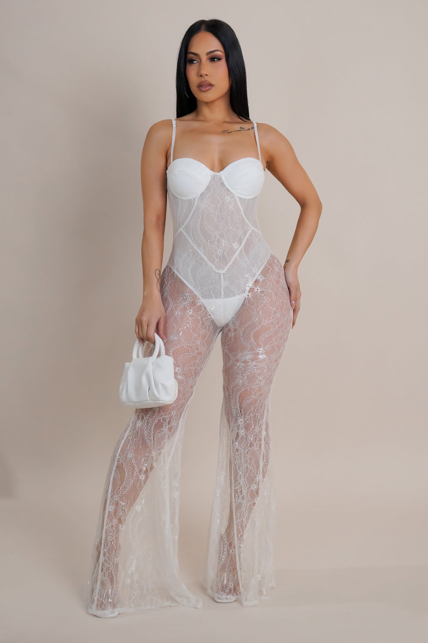 Bodysuit Topped Lace Jumpsuit Lingerie