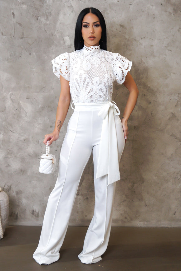 Crochet Topped WhiteJumpsuit
