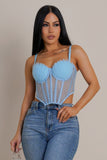 Corset Cropped Top- Blue or Beige