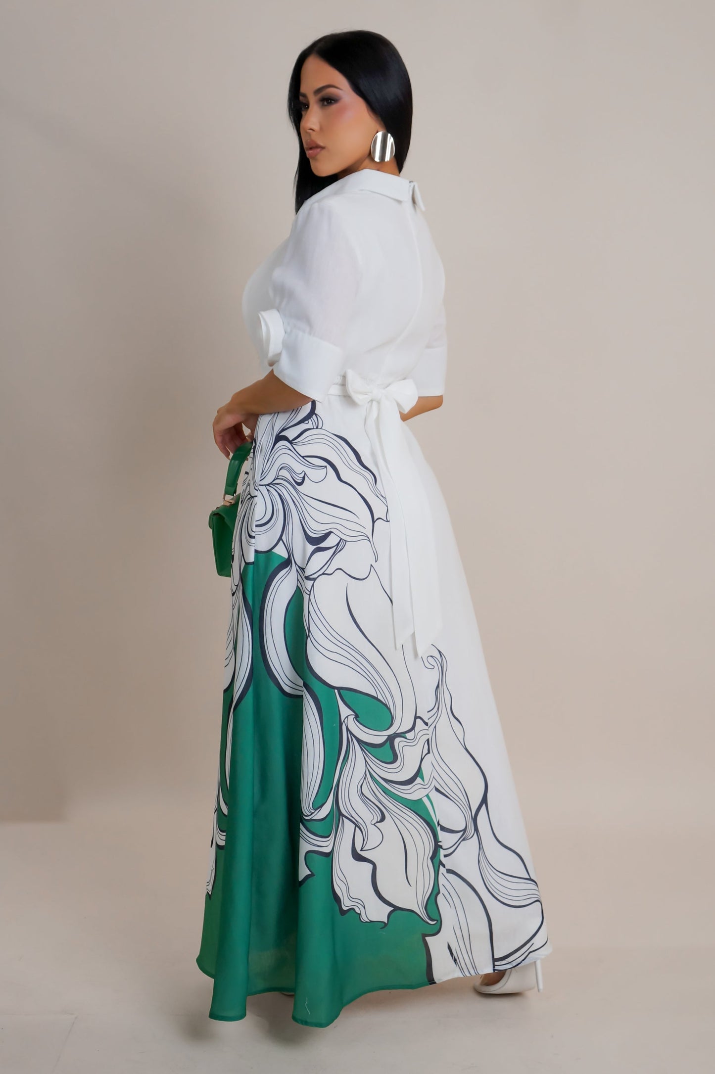 Island Vibe 3D Flower Sleeve Maxi Dress