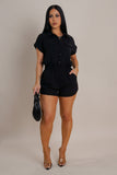 Solid Color Shorts & Blouse Set