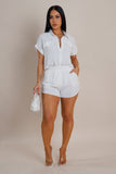Solid Color Shorts & Blouse Set