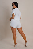 Solid Color Shorts & Blouse Set