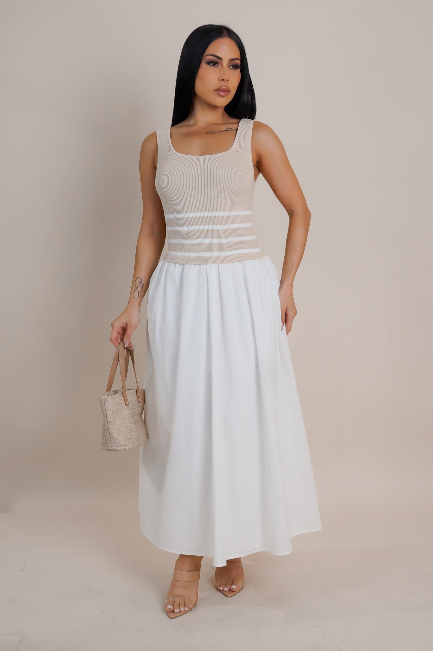 Contrast Loose Midi Dress