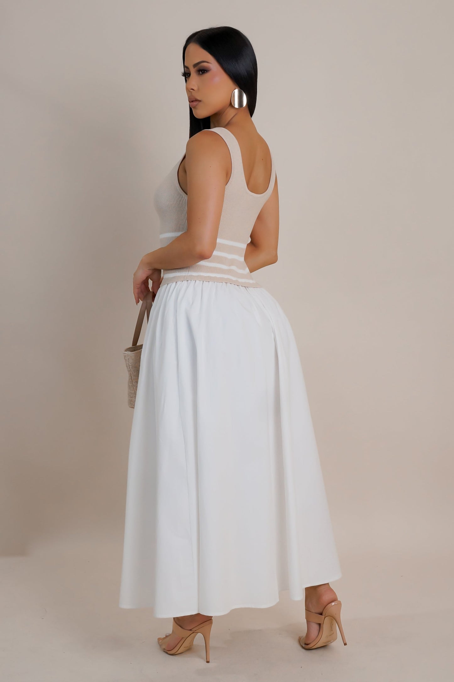 Contrast Loose Midi Dress