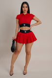 Cheerleader "Bang" Pleated Mini Skirt & Cropped Top Set