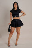 Cheerleader "Bang" Pleated Mini Skirt & Cropped Top Set