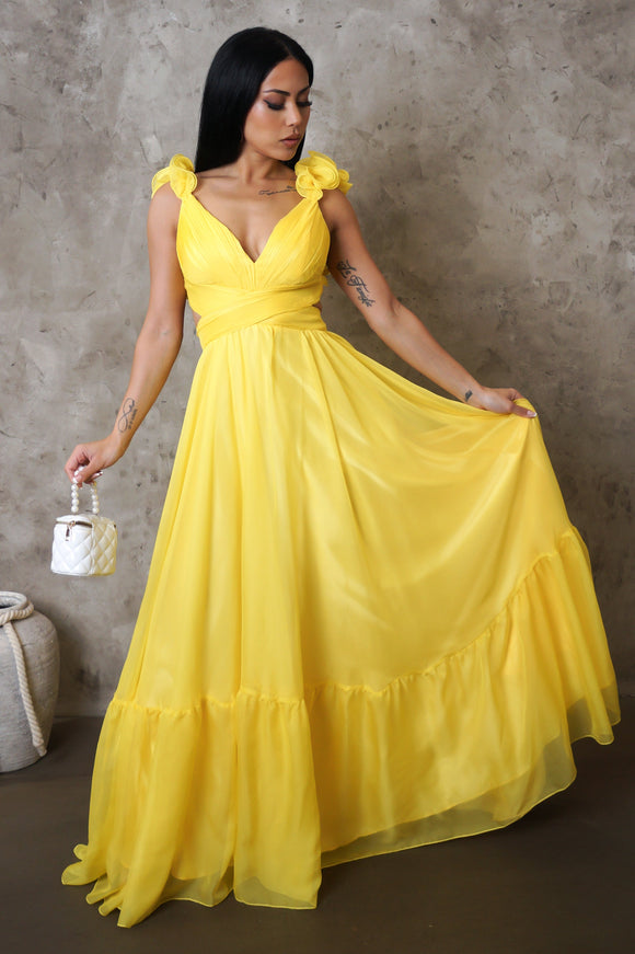 Yellow Art Maxi Dress