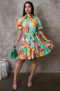 Color Abstract Flare Dress