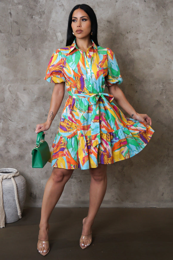 Color Abstract Flare Dress