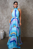 Into the Blue Maxi Tiered Dress