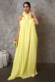 Day to Day Loose Open Back Ruffled Halter  Maxi Dress