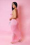 Pink Crochet Skirt & Open Back Top Set