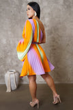 "My Obsession" Multicolor Pleated Mini Flare Dress