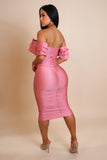 Muse Midi Ruched Dress- PInk