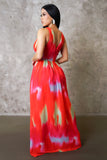 Sexy Red Tropical Vibes Maxi Dress