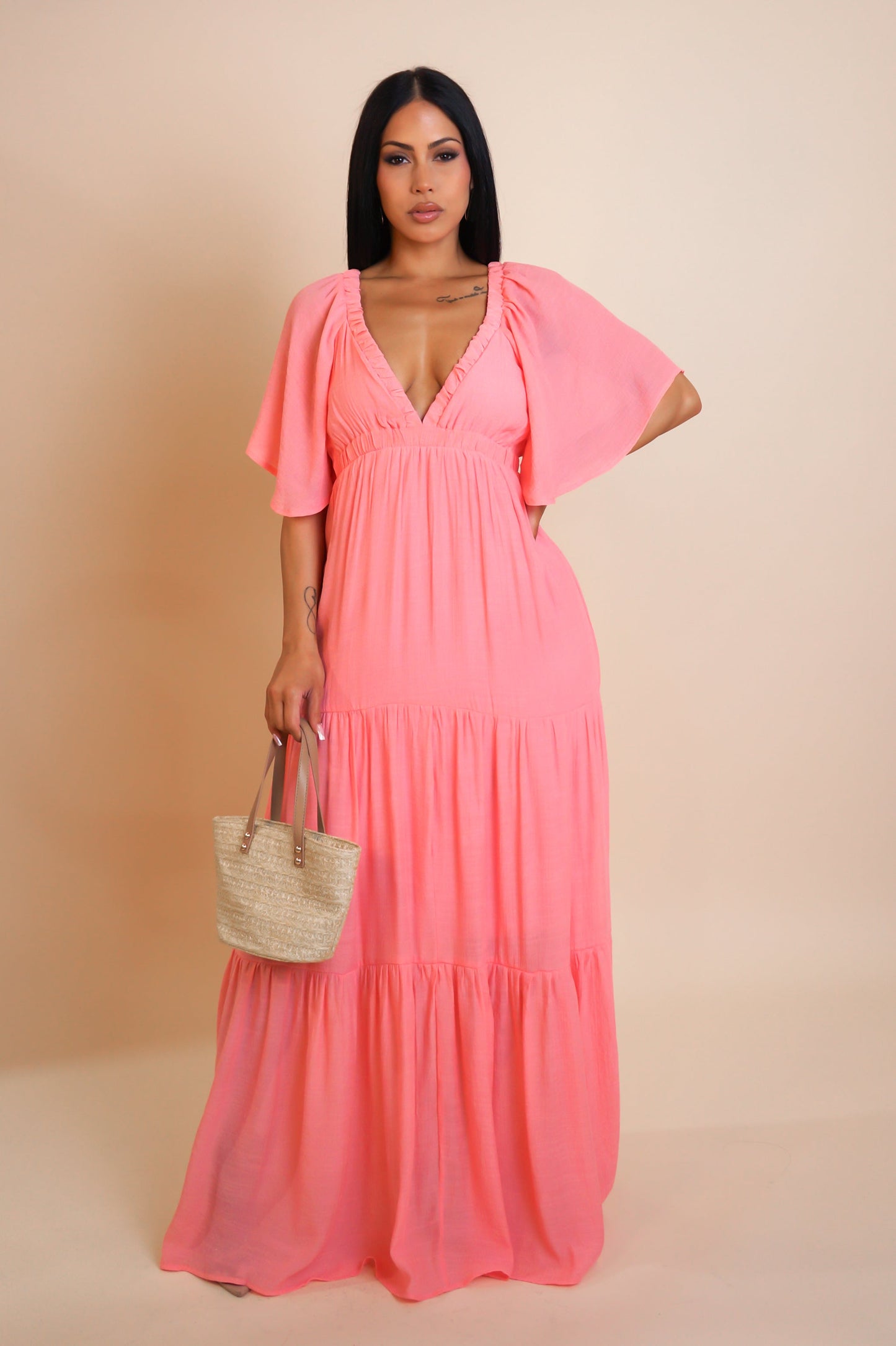 Maya Open Back Tiered Maxi Dress
