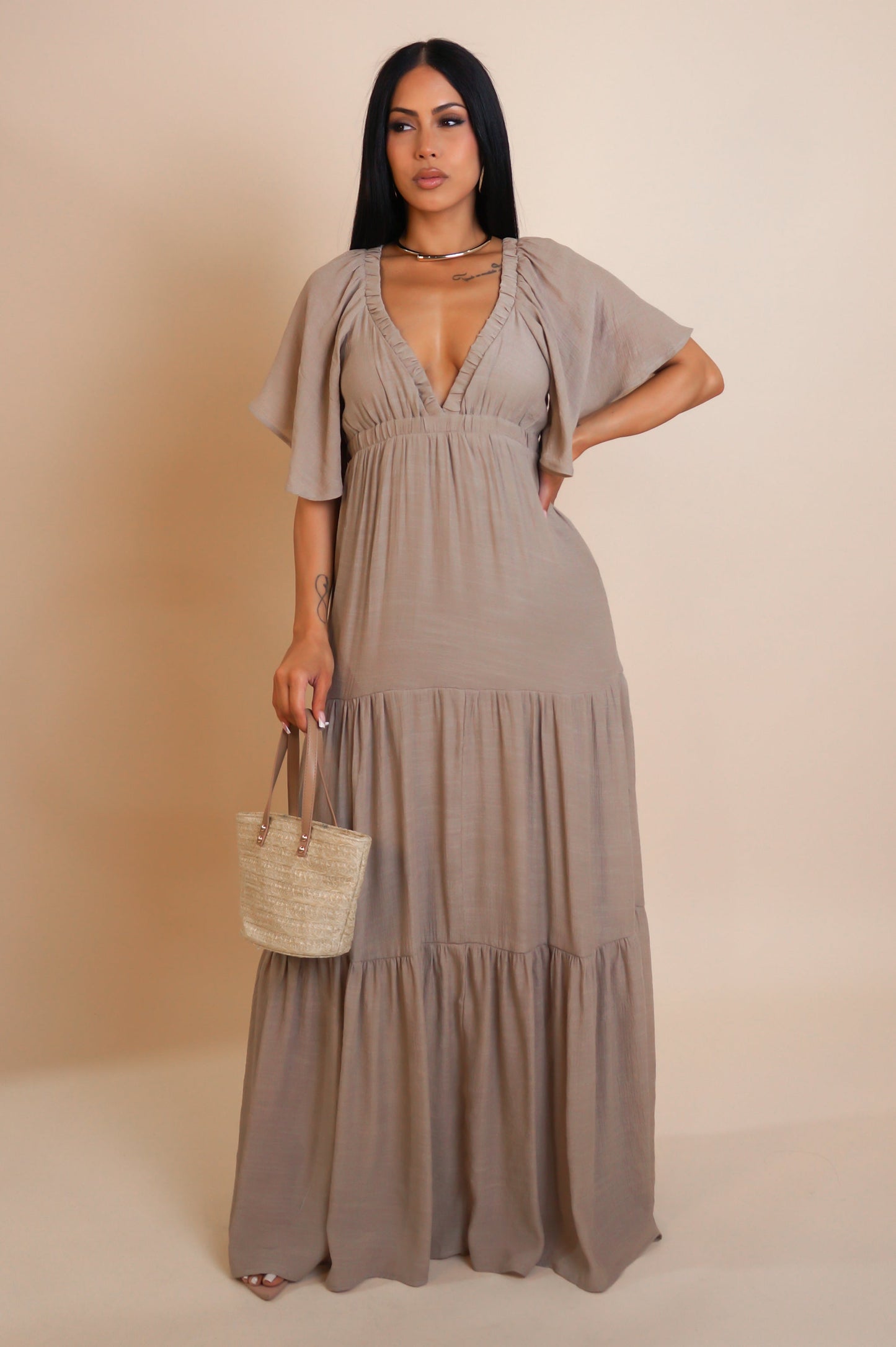Maya Open Back Tiered Maxi Dress