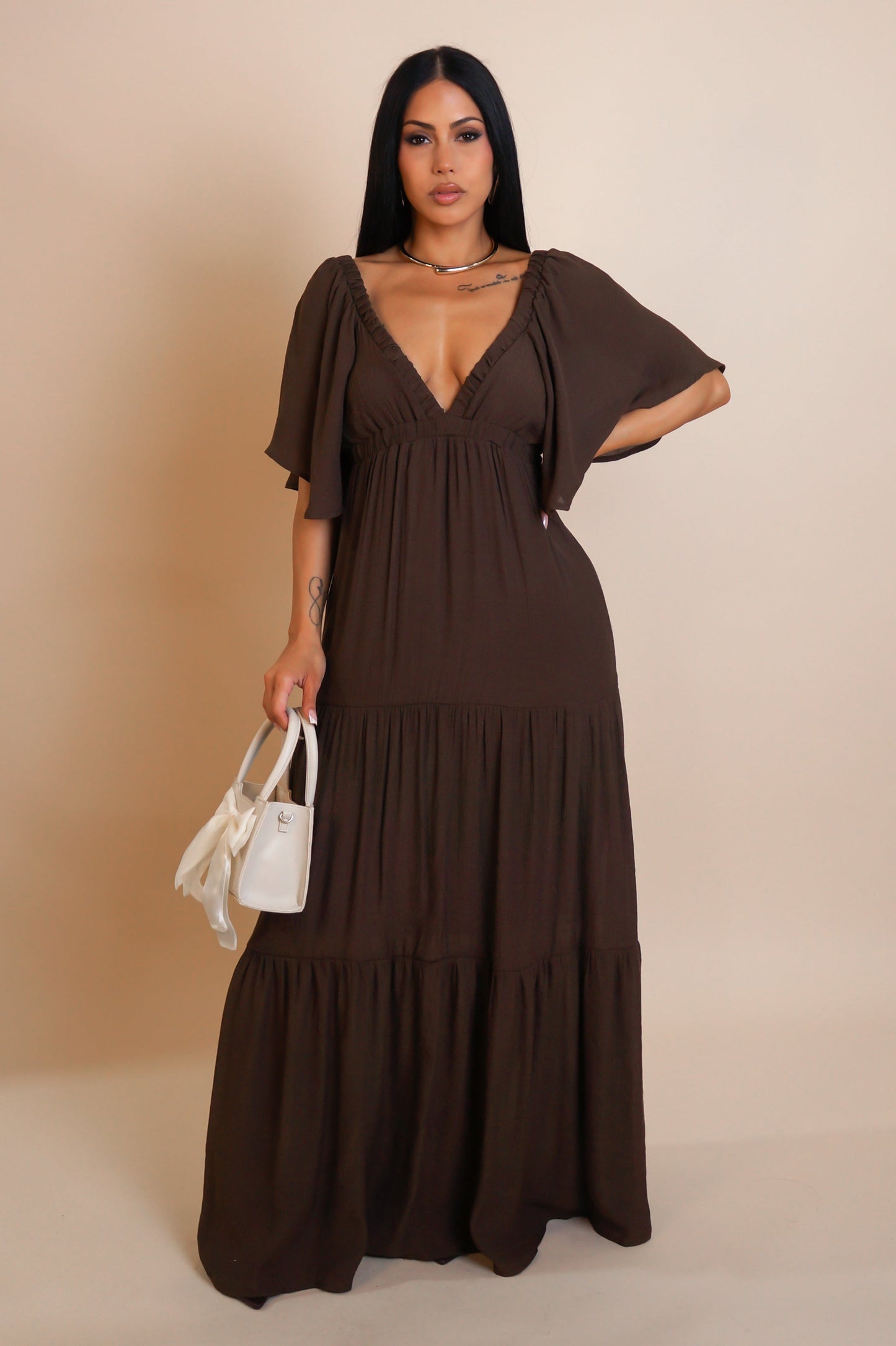 Maya Open Back Tiered Maxi Dress