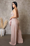 Light Pink Twisted Front Loose Wide Leg Jumpsuit