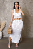 Swimwear Crochet White Skirt Set