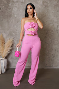 Flower Petals Tube Pink Jumpsuit