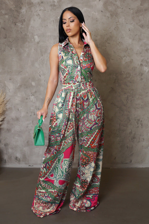 Paisely Printed Jumpsuit