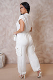 White Waist Tied Ankle Jumpsuit