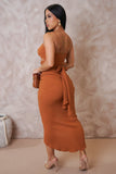 Brown Tied String Skirt & Top Set