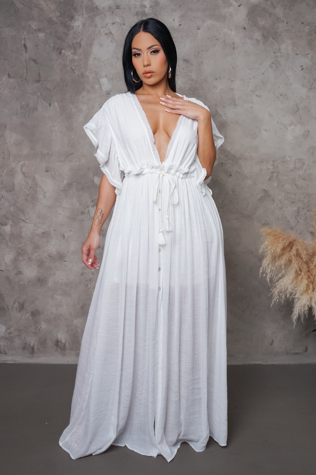 White Flowy Maxi Dress