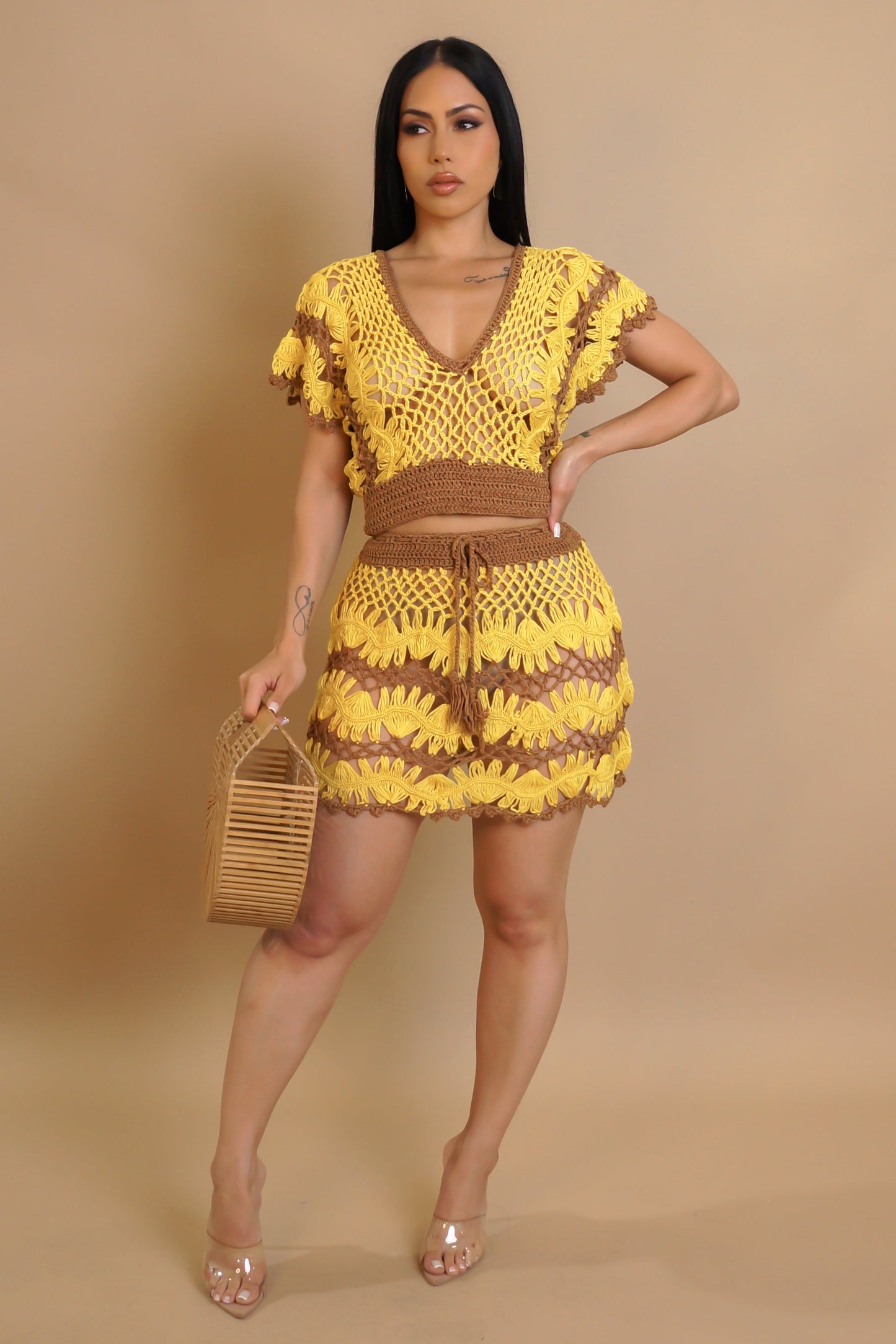 Acrylic Crochet Beach Skirt Set