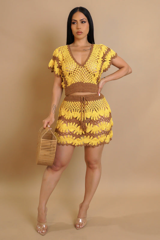 Acrylic Crochet Beach Skirt Set