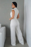 Jewel Tasseled White Jumpsuit