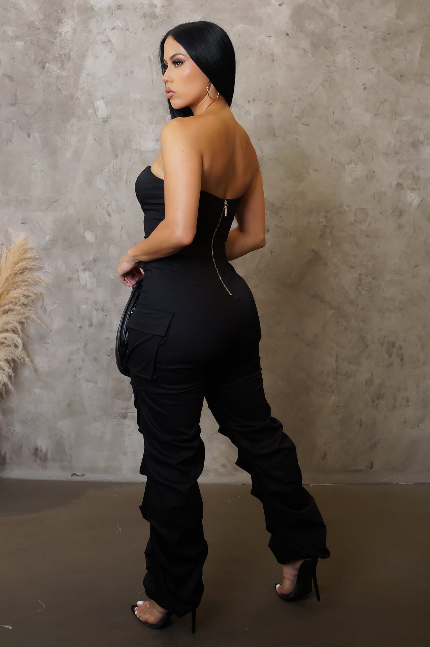 Black Tube Cargo Jumpsuit