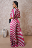 Pink & White Diagonal Striped Jumpsuit