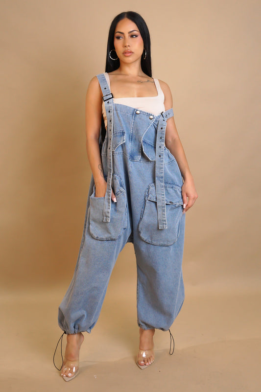 Harem Denim Retro Vibe Jumpsuit