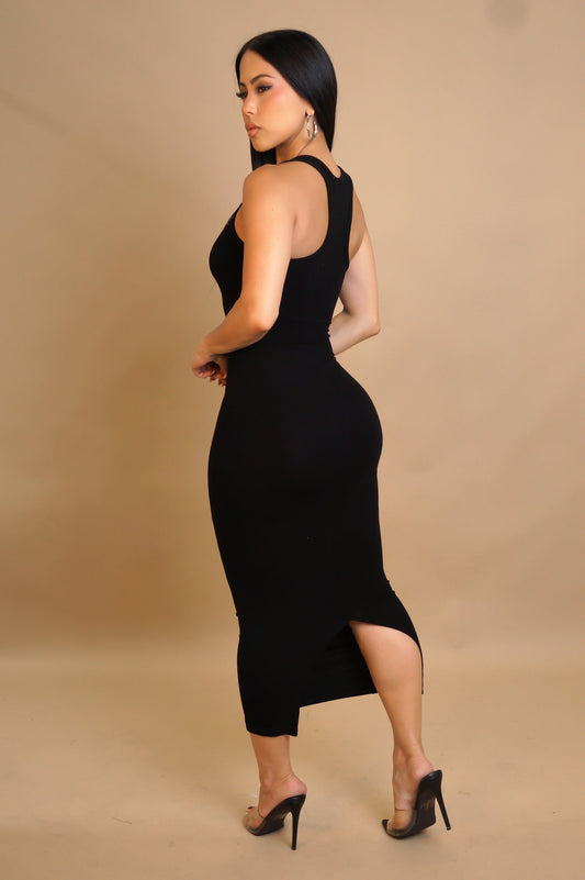 Frosted Top Midi Dress- Black