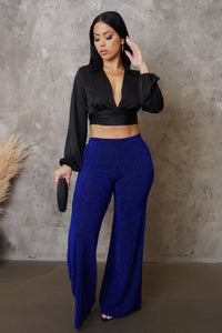 Shimmery Flare Pants- Blue