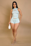 House Lounge Bootie Shorts & Top Set- Mint