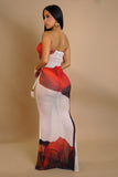 Shell & Mesh Floral Coverup  & Thong Swimwear Maxi Dress