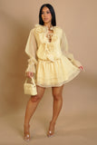 Flower Bloom Flare Mini Dress- Yellow