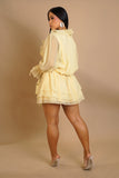 Flower Bloom Flare Mini Dress- Yellow