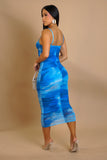 Pastel Color Fusion Mini Dress- Blue