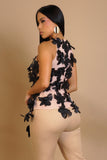 Running Flower Petal Blouse- Black