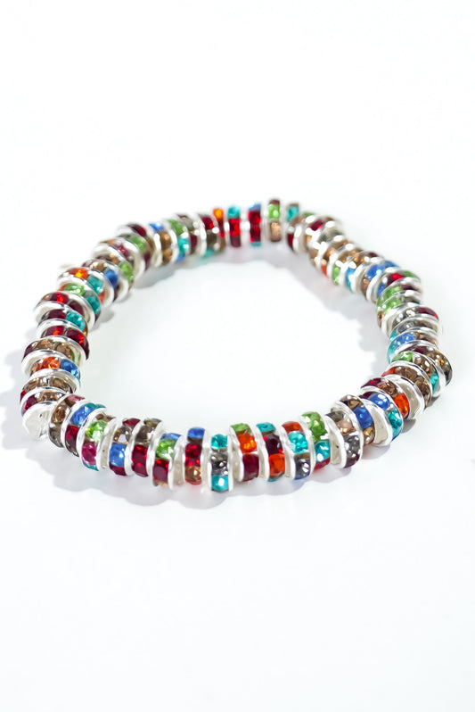 Stone Color Fashion Bracelet- Silver