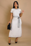 Golden Hour Contrast Midi Dress- White