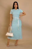 Golden Hour Contrast Midi Dress- Mint
