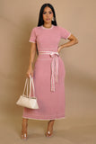 Golden Hour Contrast Midi Dress- Pink